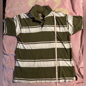 First Wave Boy’s Polo Shirt, Green/White/Brown, Size 10/12